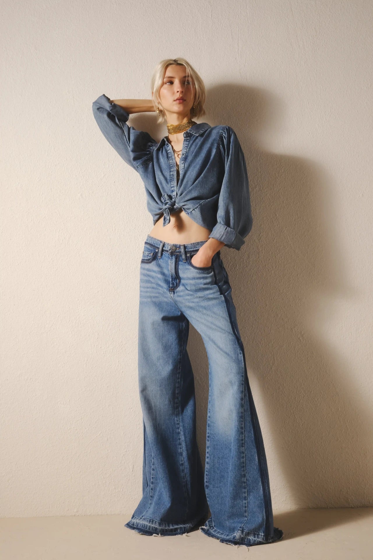 JEAN OXFORD PATCH REED BLUE